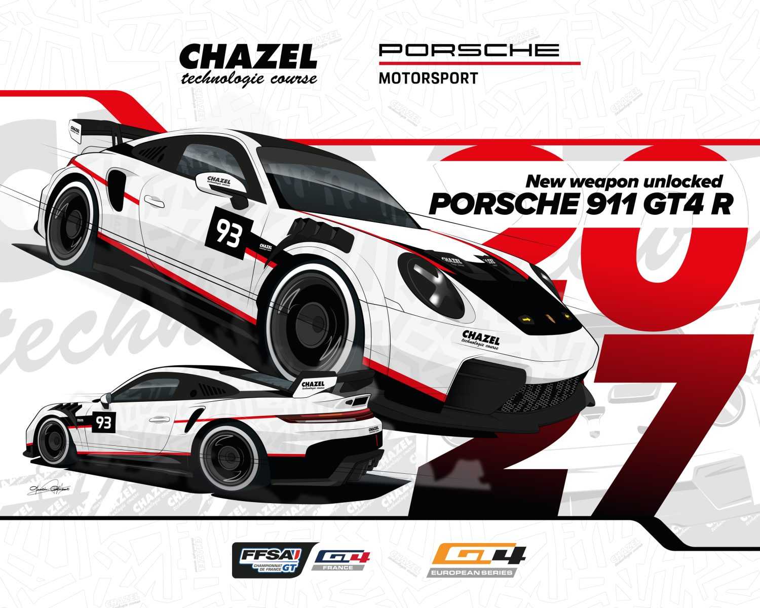Porsche 911 992 GT4 R CHAZEL Technologie Course